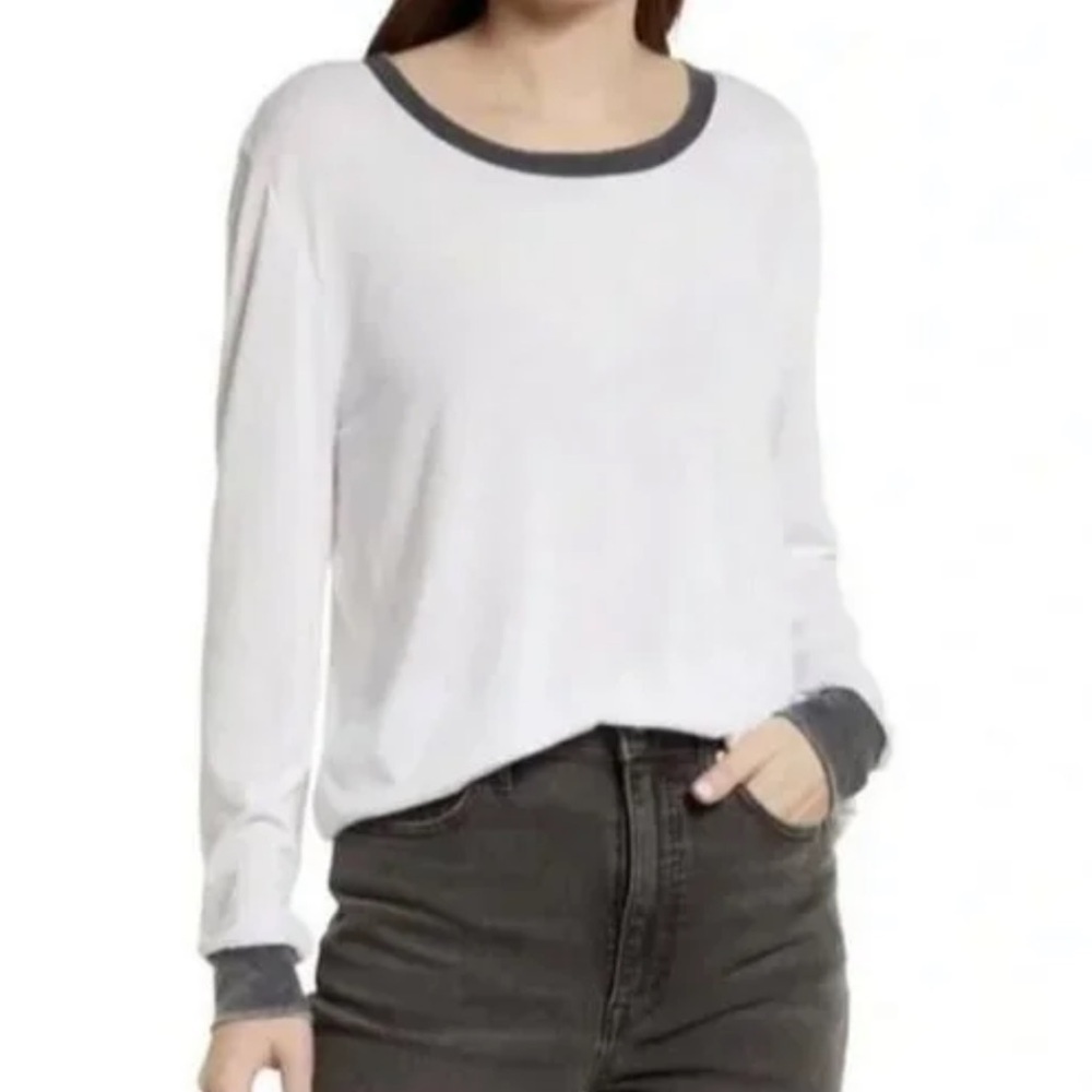 NWT! Treasure & Bond Long Sleeve Ringer T-shirt with Gray Accents - Size XL 🚕